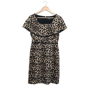 Alex Marie Dress Leopard Print Short-Sleeve Midi Scoop Neckline Sz 8 Mob Wife‎